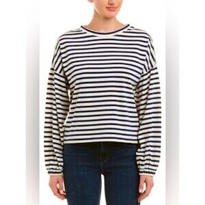 Parker Oversized Striped Top L Boxy Drop Shoulder Balloon Sleeve Nautical Sailor